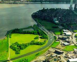 The River Mersey Showing Spike Island, The Catalyst Museum and Runcorn Bridge